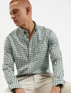 House Poplin Gingham Shirt - Olive 10 House Poplin Gingham Shirt - Olive -clothing Shop M401BEN0001 OLIVE GINGHAM 1535