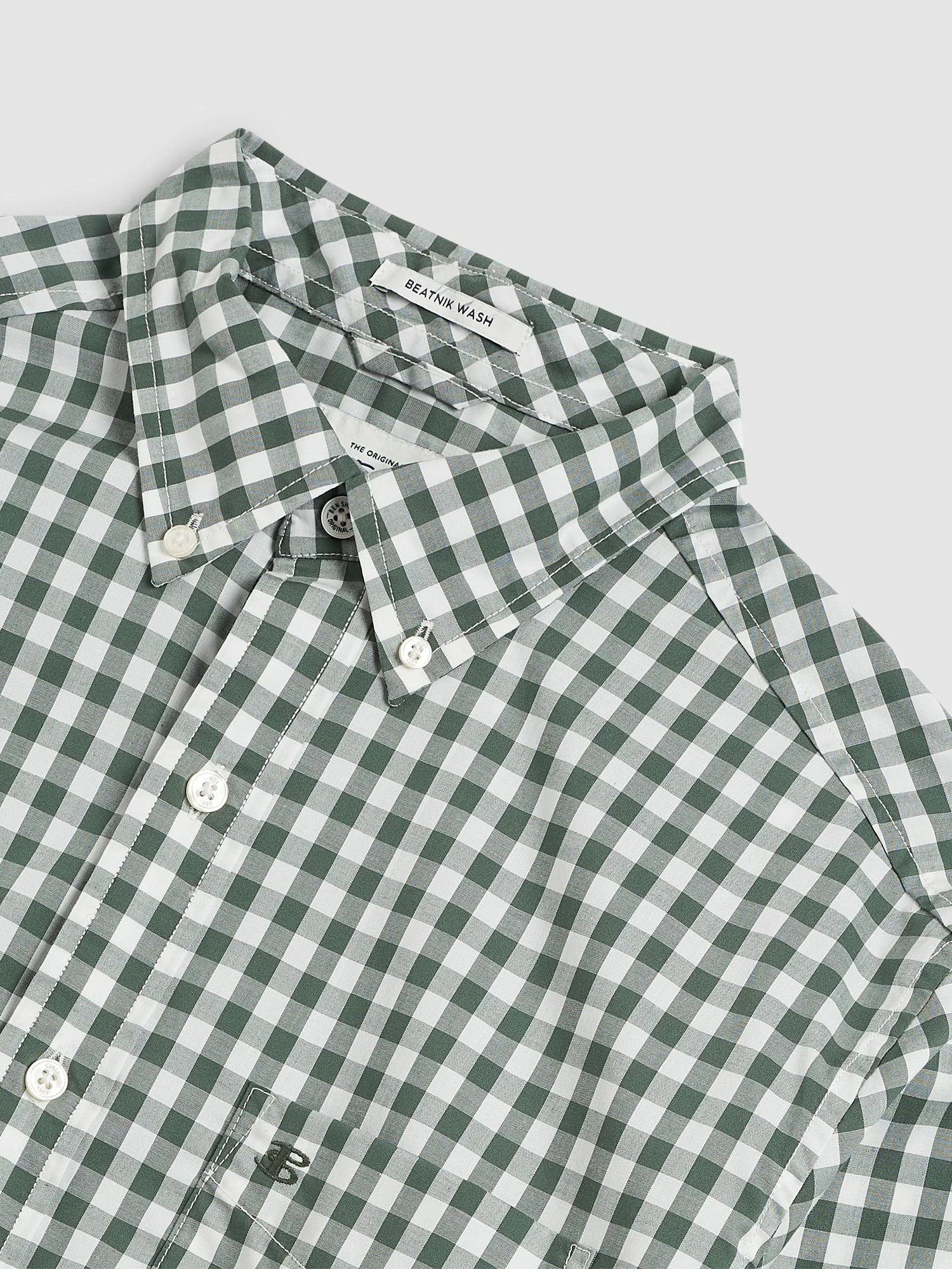 House Poplin Gingham Shirt - Olive 2 House Poplin Gingham Shirt - Olive - Image 2