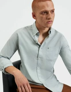 End-On-End Beatnik Wash Shirt - Forest Green -clothing Shop M402BEN0001 FOREST BLUE 3