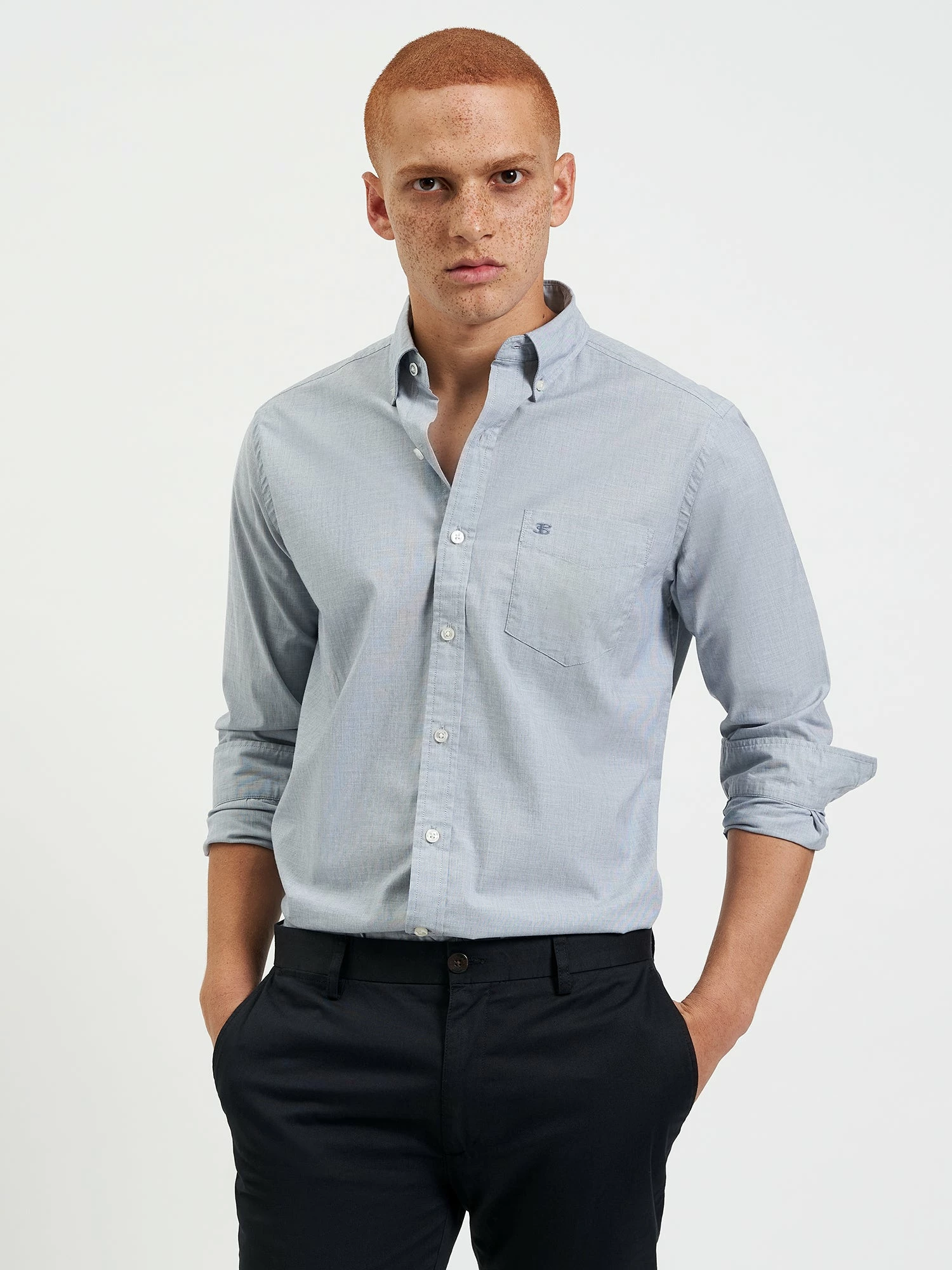 Custom End-On-End Beatnik Shirt - Navy 3 Custom End-On-End Beatnik Shirt - Navy - Image 3