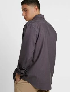 Beatnik Oxford Garment Dye Shirt - Charcoal -clothing Shop M402BEN0002 CHARCOAL BM 3