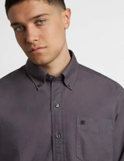 Beatnik Oxford Garment Dye Shirt - Charcoal -clothing Shop M402BEN0002 CHARCOAL BM 41