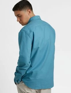 Beatnik Oxford Garment Dye Shirt - Deep Teal Blue -clothing Shop M402BEN0002 DEEP TEAL BM 3 scaled
