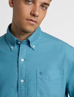 Beatnik Oxford Garment Dye Shirt - Deep Teal Blue -clothing Shop M402BEN0002 DEEP TEAL BM 4 scaled