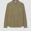 Beatnik Oxford Garment Dye Shirt - Military Green