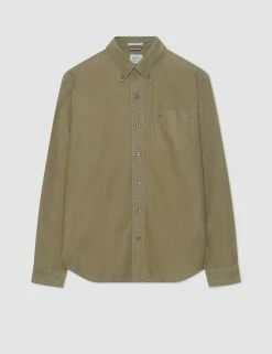 Beatnik Oxford Garment Dye Shirt - Military Green