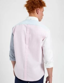 Varsity Oxford Color Blocked Organic Shirt -clothing Shop M402BEN0007WASHEDPINK BM 3 scaled