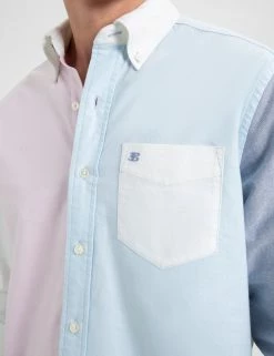 Varsity Oxford Color Blocked Organic Shirt -clothing Shop M402BEN0007WASHEDPINK BM 4 scaled