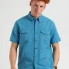Garment Dye Short-Sleeve Linen Shirt - Parisian Blue