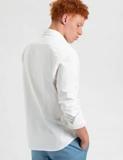 St. Ives Resort Oxford Garment Dye Organic Shirt - White -clothing Shop M402BEN0009WHITE BM 3 scaled