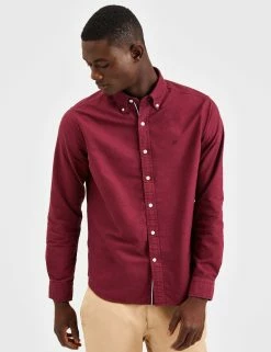 Beatnik Oxford Garment Dye Shirt - Burgundy -clothing Shop M402BEN0017 BURGUNDY 2410