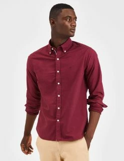 Beatnik Oxford Garment Dye Shirt - Burgundy -clothing Shop M402BEN0017 BURGUNDY 2438