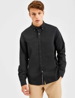 Beatnik Oxford Garment Dye Shirt - Washed Black