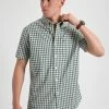 Short Sleeve House Poplin Gingham Shirt - Olive