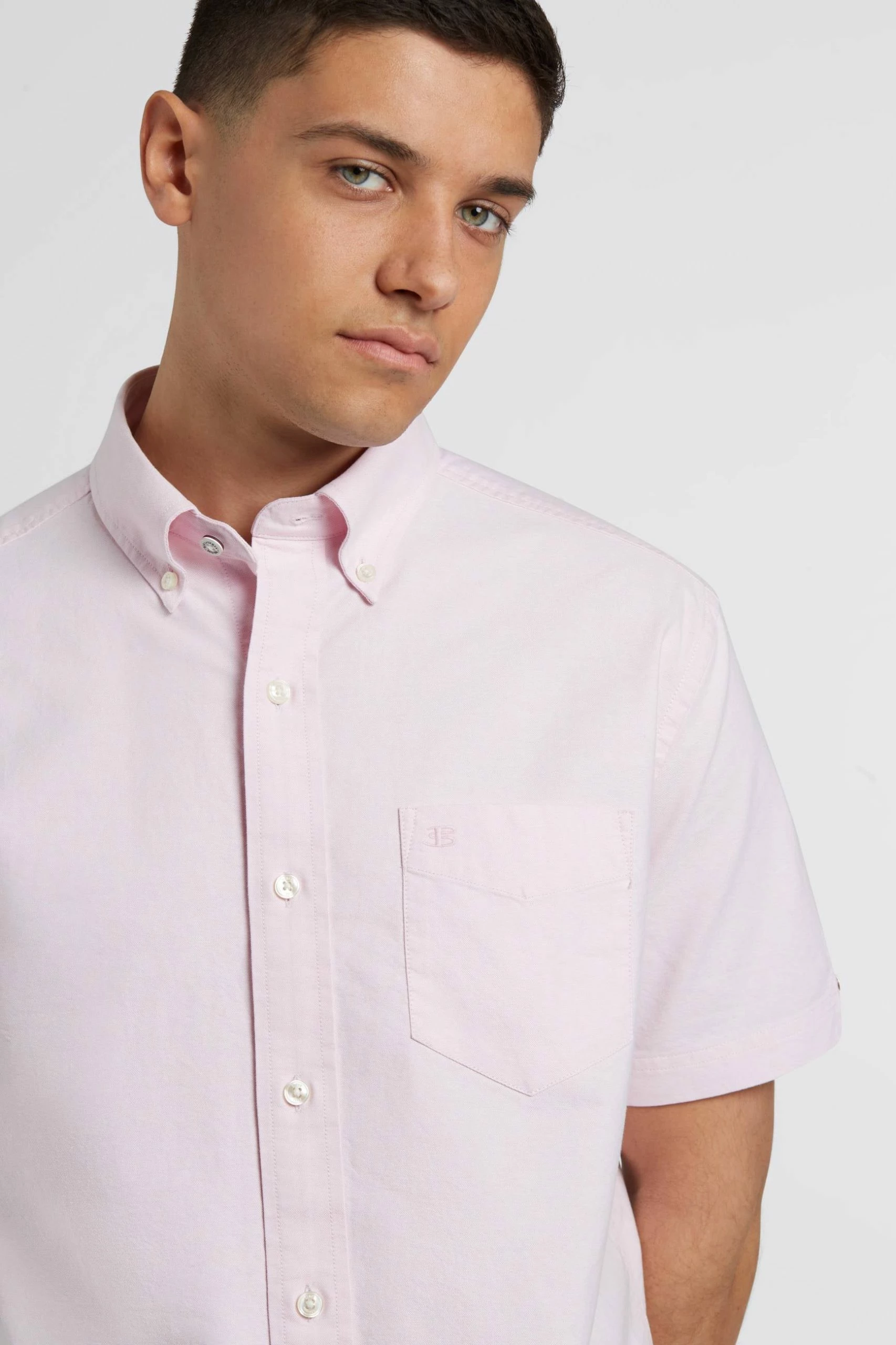 Short Sleeve Brighton Oxford Organic Shirt - Dusty Pink 1 Short Sleeve Brighton Oxford Organic Shirt - Dusty Pink