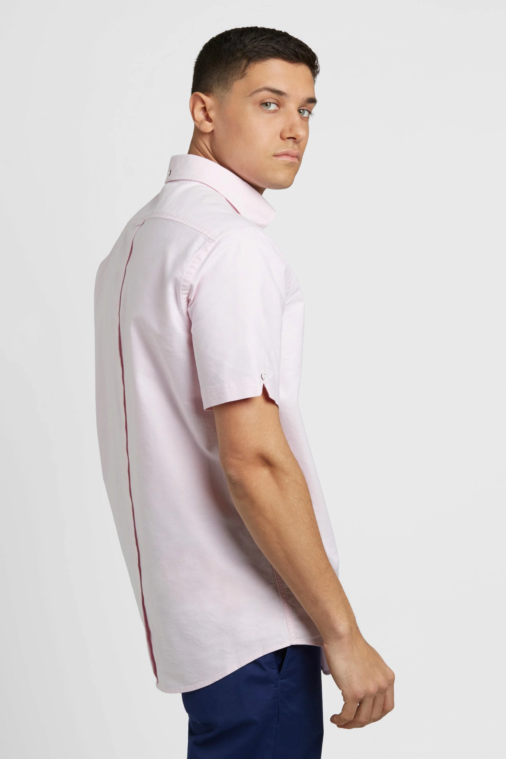 Short Sleeve Brighton Oxford Organic Shirt - Dusty Pink 3 Short Sleeve Brighton Oxford Organic Shirt - Dusty Pink - Image 3