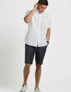 Short Sleeve Brighton Oxford Organic Shirt - White -clothing Shop M405BEN0001WHITE BM 1 scaled