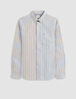 Brighton Oxford Organic Stripe Shirt - Collegiate Blue Multi Stripe -clothing Shop M407BEN0001 1