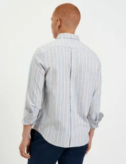 Brighton Oxford Organic Stripe Shirt - Collegiate Blue Multi Stripe -clothing Shop M407BEN0001 COLLEGIATE BLUE OXFORD ORGANIC STRIPE 4