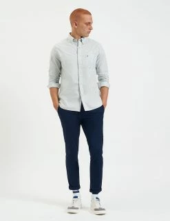 Brighton Oxford Organic Stripe Shirt - Forest Green Bengal Stripe -clothing Shop M407BEN0001 FOREST GREEN BEGNAL STRIPE 1