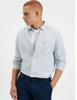 Brighton Oxford Organic Stripe Shirt - Indigo Bengal Stripe