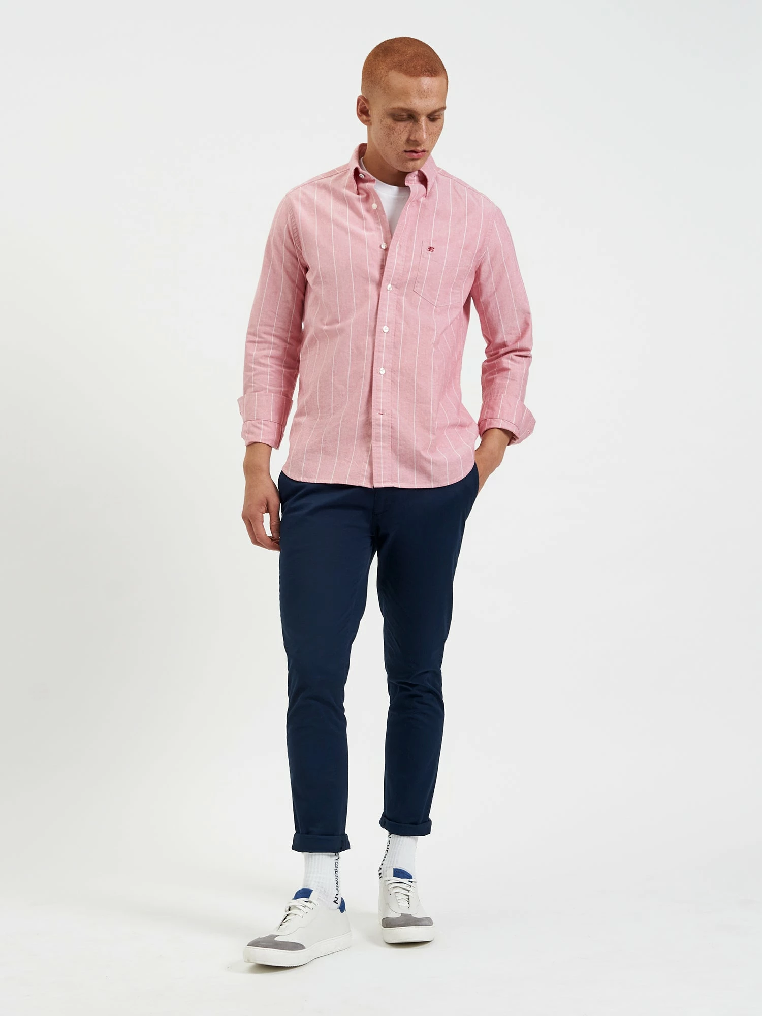 Custom Brighton Oxford Organic Shirt - Light Red Chalk Stripe 6 Custom Brighton Oxford Organic Shirt - Light Red Chalk Stripe - Image 6