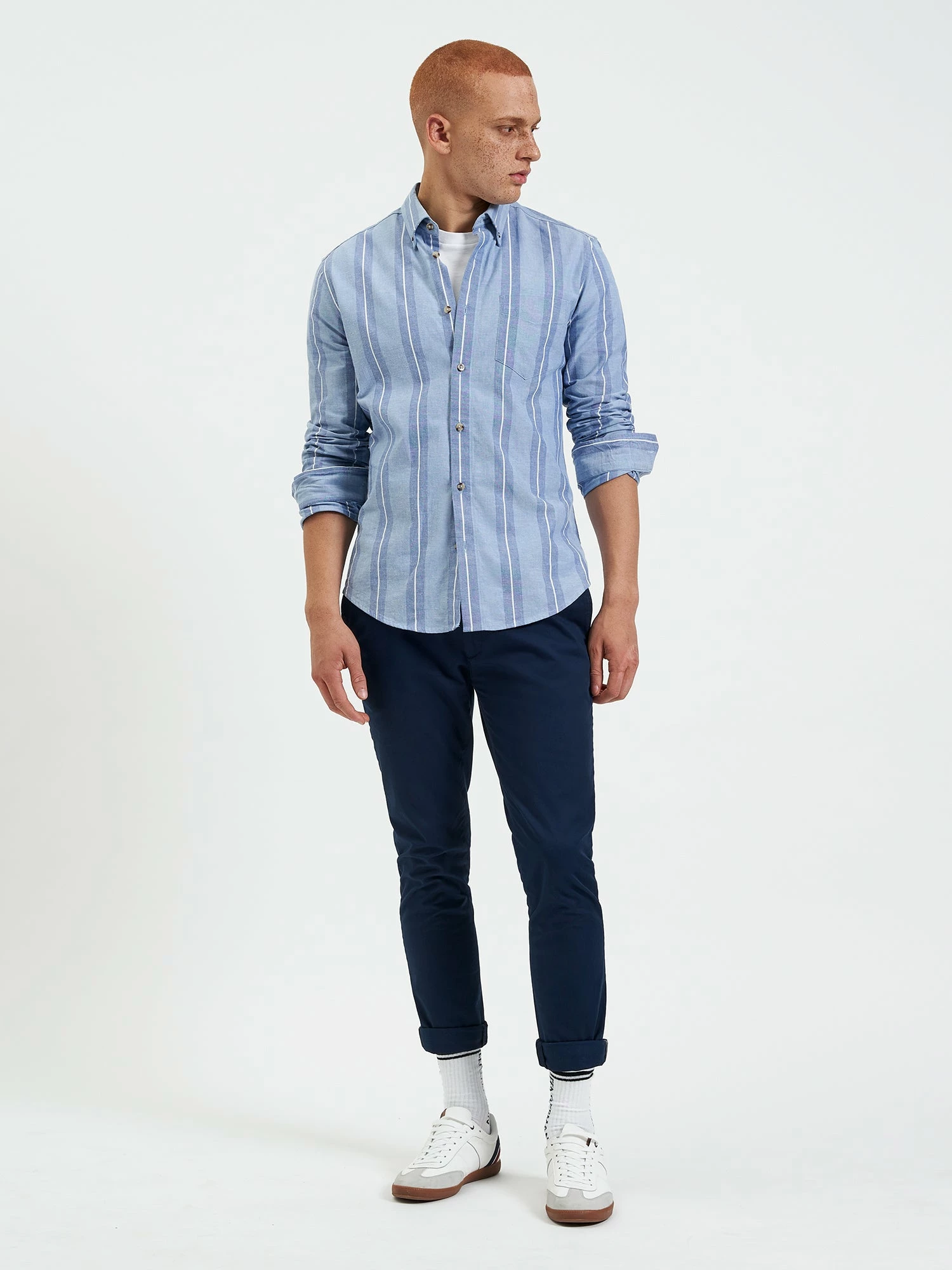 Long-Sleeve Block-Stripe Shirt - Dark Blue 4 Long-Sleeve Block-Stripe Shirt - Dark Blue - Image 4