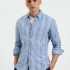 Long-Sleeve Block-Stripe Shirt - Dark Blue
