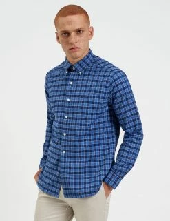 Brighton Oxford Organic Shirt - Navy Blue Gingham
