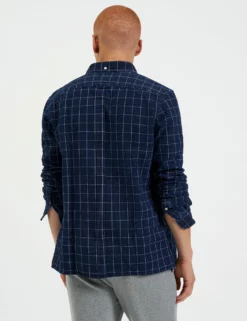 Dalston Blues Beatnik Wash Overshirt - Indigo Check -clothing Shop M407BEN0004 INDIGO DOUBLE CHECK 4