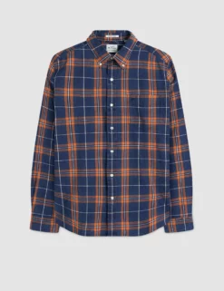 Dalston Blues Grindle Overshirt - Indigo Orange Check 9 Dalston Blues Grindle Overshirt - Indigo Orange Check -clothing Shop M407BEN0004 INDIGO GRINDLE ORANGE CHECK 1