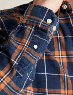 Dalston Blues Grindle Overshirt - Indigo Orange Check 10 Dalston Blues Grindle Overshirt - Indigo Orange Check -clothing Shop M407BEN0004 INDIGO GRINDLE ORANGE CHECK 1078