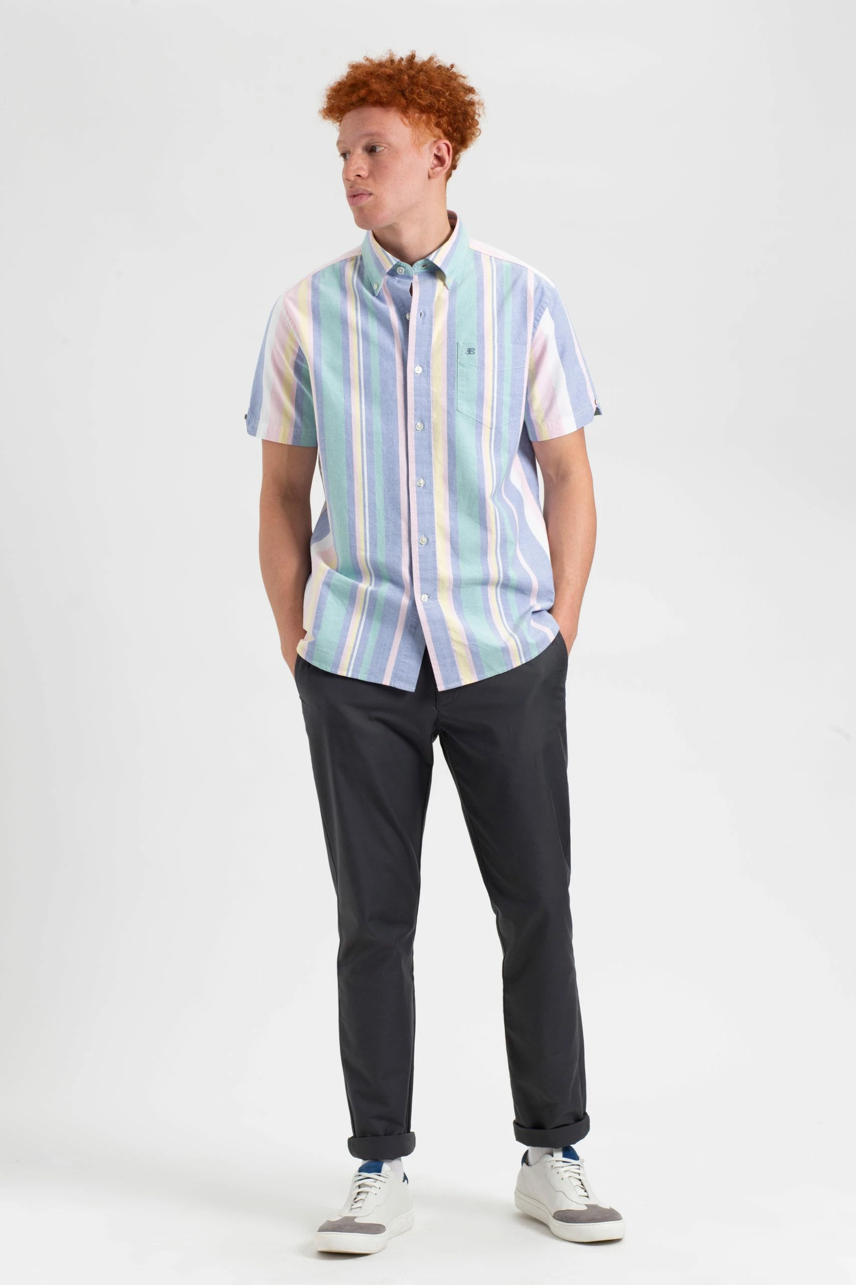 Short Sleeve Brighton Oxford Organic Stripe Shirt 5 Short Sleeve Brighton Oxford Organic Stripe Shirt - Image 5