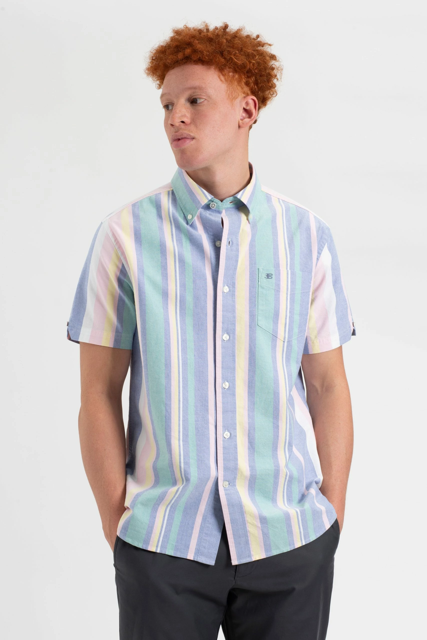 Short Sleeve Brighton Oxford Organic Stripe Shirt 2 Short Sleeve Brighton Oxford Organic Stripe Shirt - Image 2