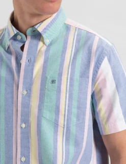 Short Sleeve Brighton Oxford Organic Stripe Shirt 9 Short Sleeve Brighton Oxford Organic Stripe Shirt -clothing Shop M407BEN0005DECKCHAIRMULTISTRIPE BM4 scaled
