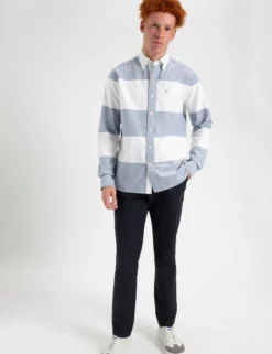 Brighton Oxford Organic Garment Dye Rugby Shirt -clothing Shop M407BEN0006NAVYWHITE BM 1 scaled