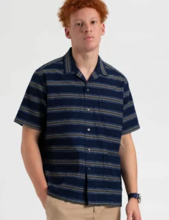 Dalston Blues Short Sleeve Indigo Stripe Beach Shirt