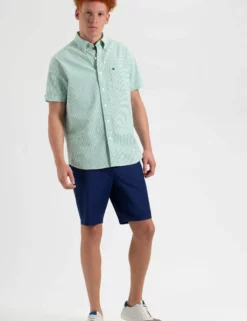 Seersucker Short Sleeve Bengal Stripe Shirt - Green/Ecru 12 Seersucker Short Sleeve Bengal Stripe Shirt - Green/Ecru -clothing Shop M407BEN0012GreenEcru BM scaled