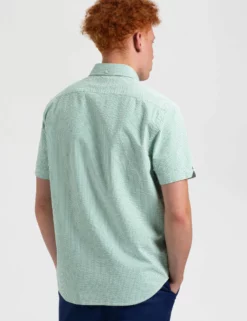 Seersucker Short Sleeve Bengal Stripe Shirt - Green/Ecru 13 Seersucker Short Sleeve Bengal Stripe Shirt - Green/Ecru -clothing Shop M407BEN0012GreenEcru BM3 scaled