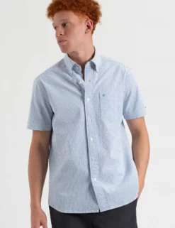 Seersucker Short Sleeve Bengal Stripe Shirt - Light Blue/Ecru 10 Seersucker Short Sleeve Bengal Stripe Shirt - Light Blue/Ecru -clothing Shop M407BEN0012LightBlueEcru BM2 scaled