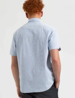 Seersucker Short Sleeve Bengal Stripe Shirt - Light Blue/Ecru 15 Seersucker Short Sleeve Bengal Stripe Shirt - Light Blue/Ecru -clothing Shop M407BEN0012LightBlueEcru BM3 scaled