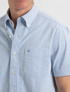 Seersucker Short Sleeve Bengal Stripe Shirt - Light Blue/Ecru 13 Seersucker Short Sleeve Bengal Stripe Shirt - Light Blue/Ecru -clothing Shop M407BEN0012LightBlueEcru BM4 scaled