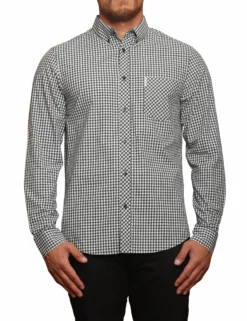 Long-Sleeve Gingham Shirt - Dark Green