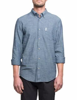 Long-Sleeve Chambray Woven Shirt - Navy Blazer