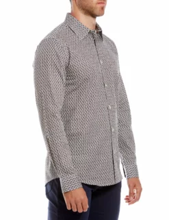 Long-Sleeve Parquet Geo Print Shirt - Off White 6 Long-Sleeve Parquet Geo Print Shirt - Off White -clothing Shop MA18F50824 OFFWHITE 106 B