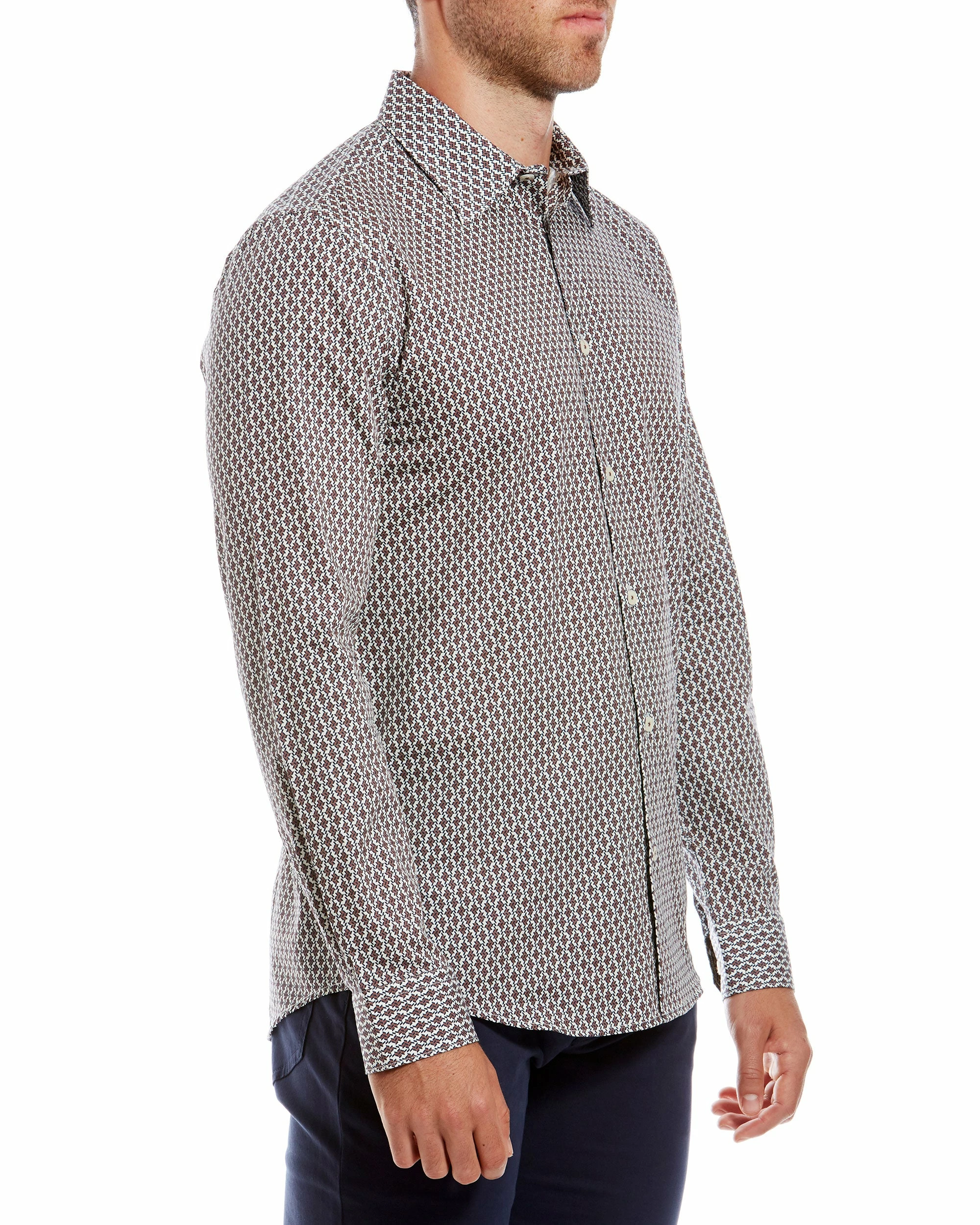 Long-Sleeve Parquet Geo Print Shirt - Off White 3 Long-Sleeve Parquet Geo Print Shirt - Off White - Image 3