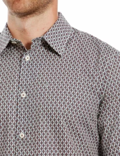 Long-Sleeve Parquet Geo Print Shirt - Off White 7 Long-Sleeve Parquet Geo Print Shirt - Off White -clothing Shop MA18F50824 OFFWHITE 106 D