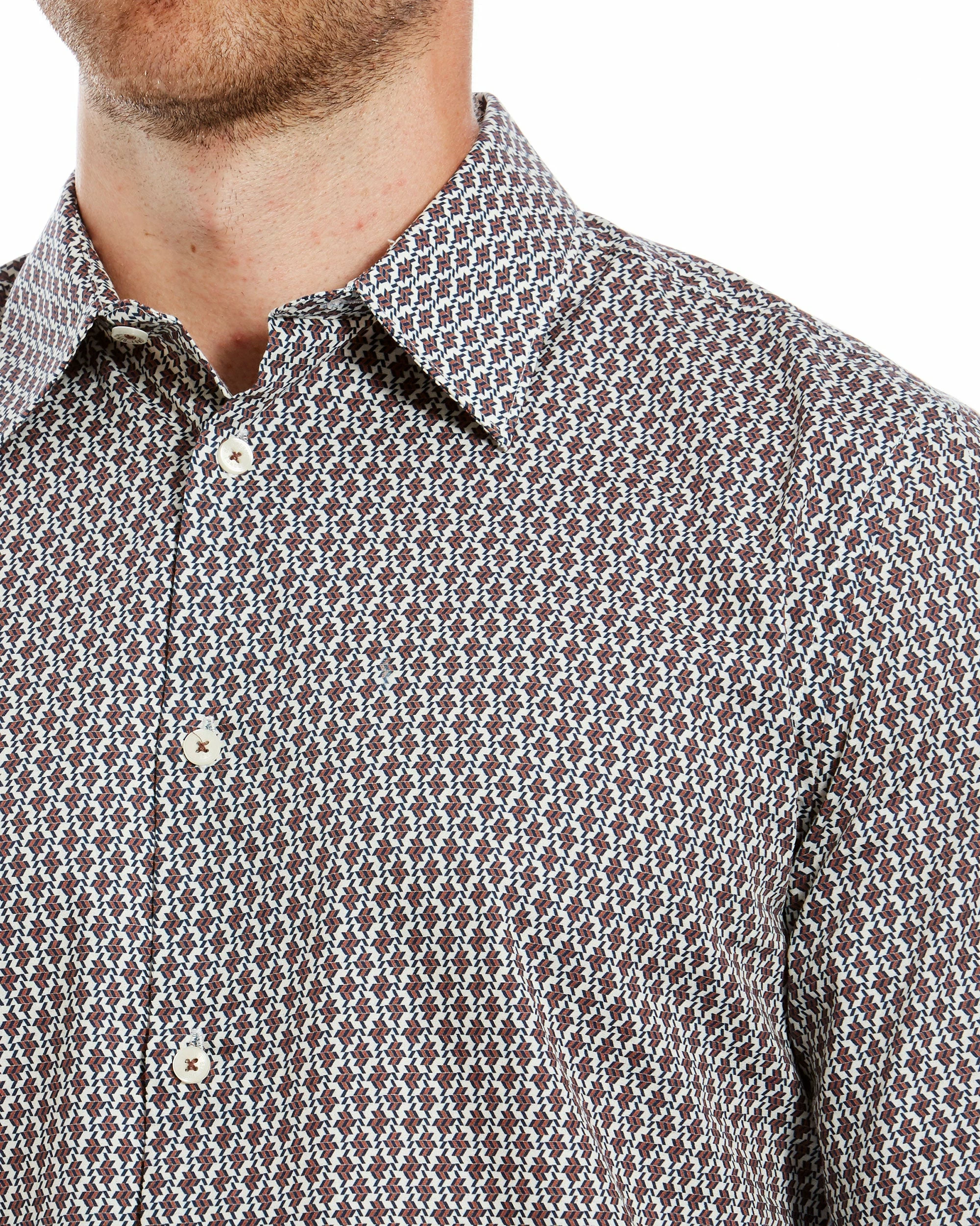 Long-Sleeve Parquet Geo Print Shirt - Off White 4 Long-Sleeve Parquet Geo Print Shirt - Off White - Image 4