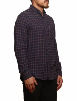 Long-Sleeve Reverse Twill Check Shirt - Dark Navy 6 Long-Sleeve Reverse Twill Check Shirt - Dark Navy -clothing Shop MA18F50827 DKNAVY 025 B