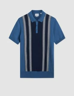 Iconic Vertical Textured Stripe Mod Knit Polo - Royal Blue 7 Iconic Vertical Textured Stripe Mod Knit Polo - Royal Blue -clothing Shop SMU royalblue FL emvbmp